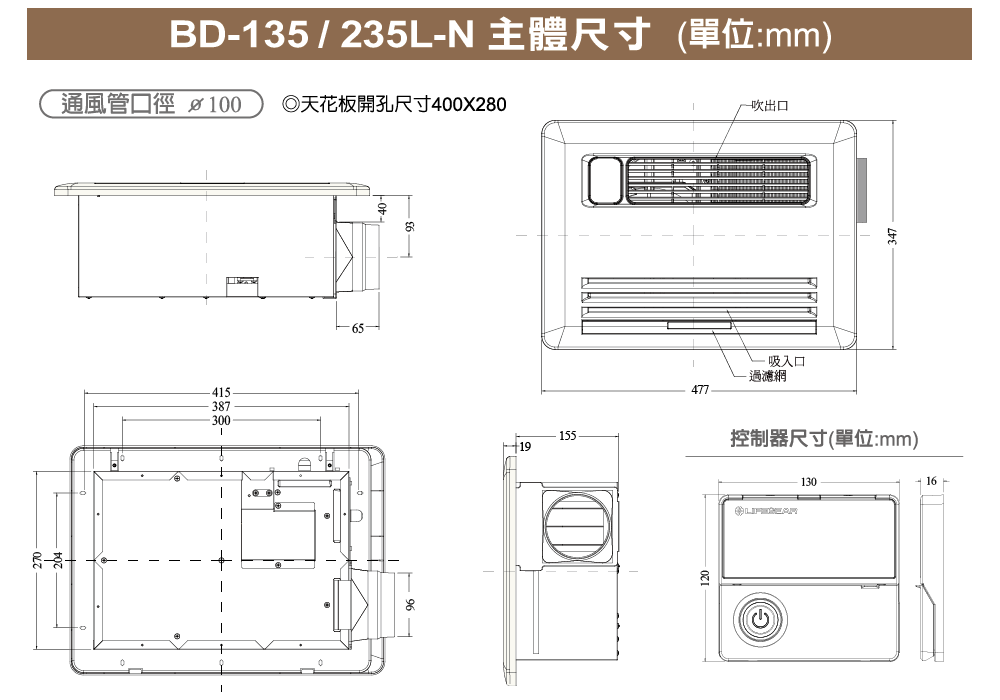 BD-135L-N產品尺寸